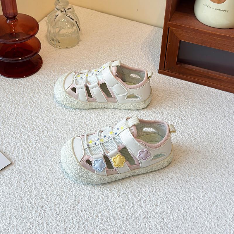 Mädchen Sandalen Zehen geschlossen Weiche Sohle Kleinkinder Lässige Laufschuhe Rutschfest 2025 Sommer Neu Kinder Prinzessin Ballerinas Sterne Niedlich