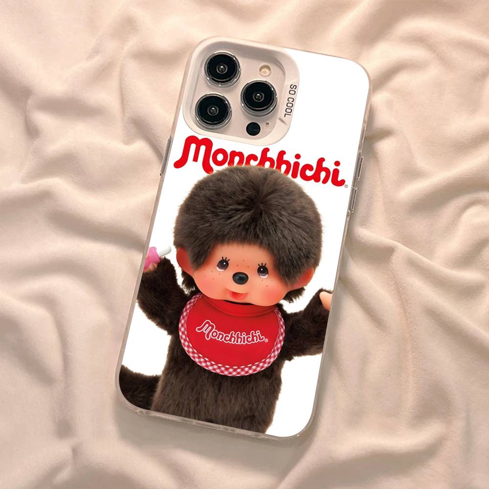 Cute M-monchhichis-s Phone Case For IPhone 17 16 15 14 11 12 13 Pro Max Plus Pro Colored Silver Cover