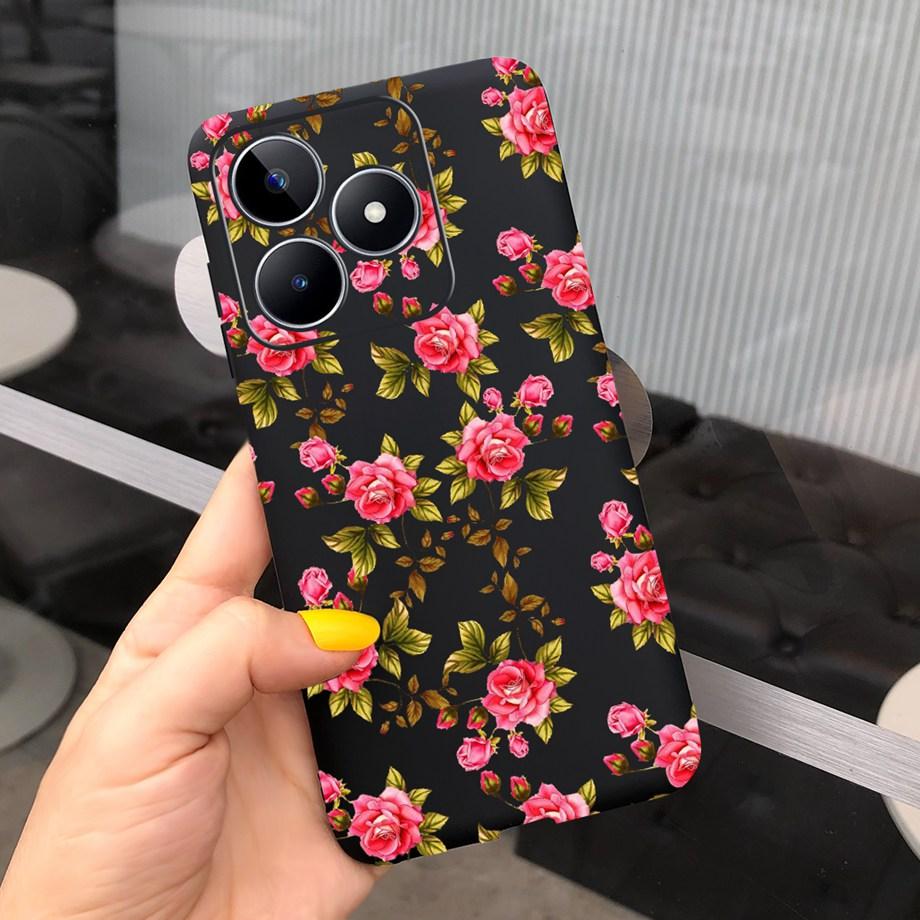 For Realme C53 C51 Cases Shockproof Soft Luxury Silicone TPU Bumper Case For RealmeC51 C 51 C 53 Flower Painting Girly Capa Etui