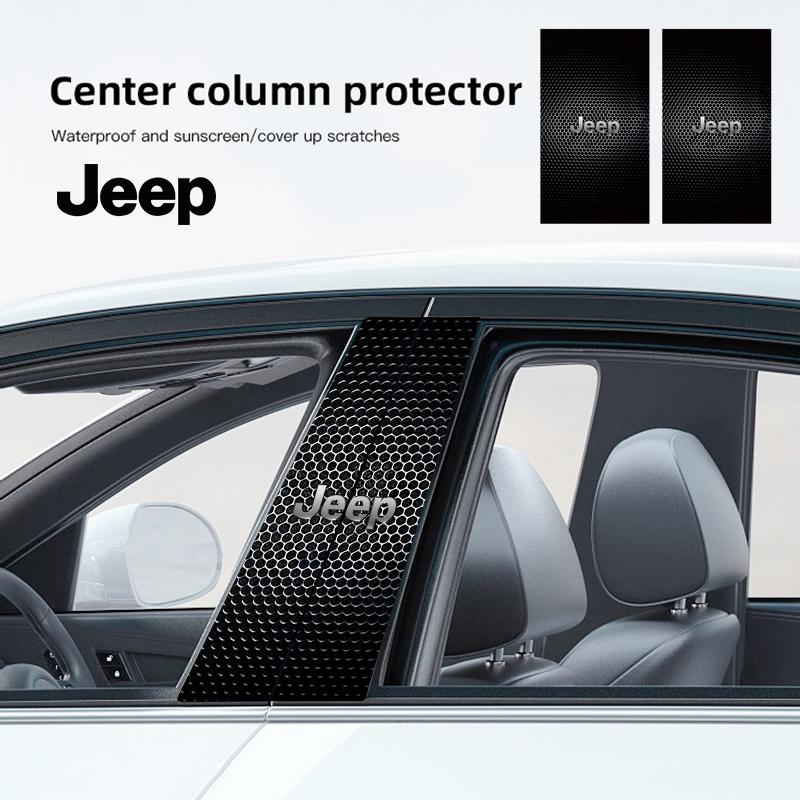 2Pcs Car Center Pillar Stickers Auto logo Middle Column Decals For Jeep Grand Cherokee Wrangler JK Gladiator Compass Renegade Pa