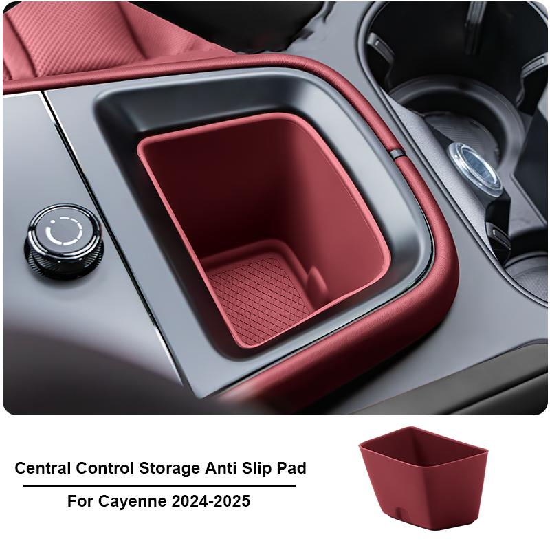 For Porsche Cayenne 2024 2025 Car Silicone Center Console Organizer Box Cup Holder Wireless Charging Pad Cup Insert Accessories