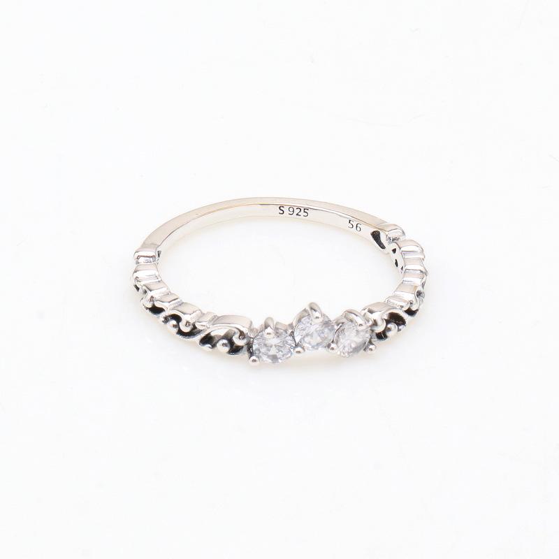 Silver-Plated Whorl Crown Ring - Swirl Design European & American Fashion, Valentine's Day Gift for Her