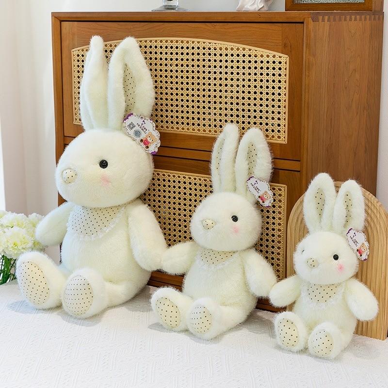 Cute Polka Dot Bunny Plush Toy With Pp Cotton Filling For Girls And Kids Gift