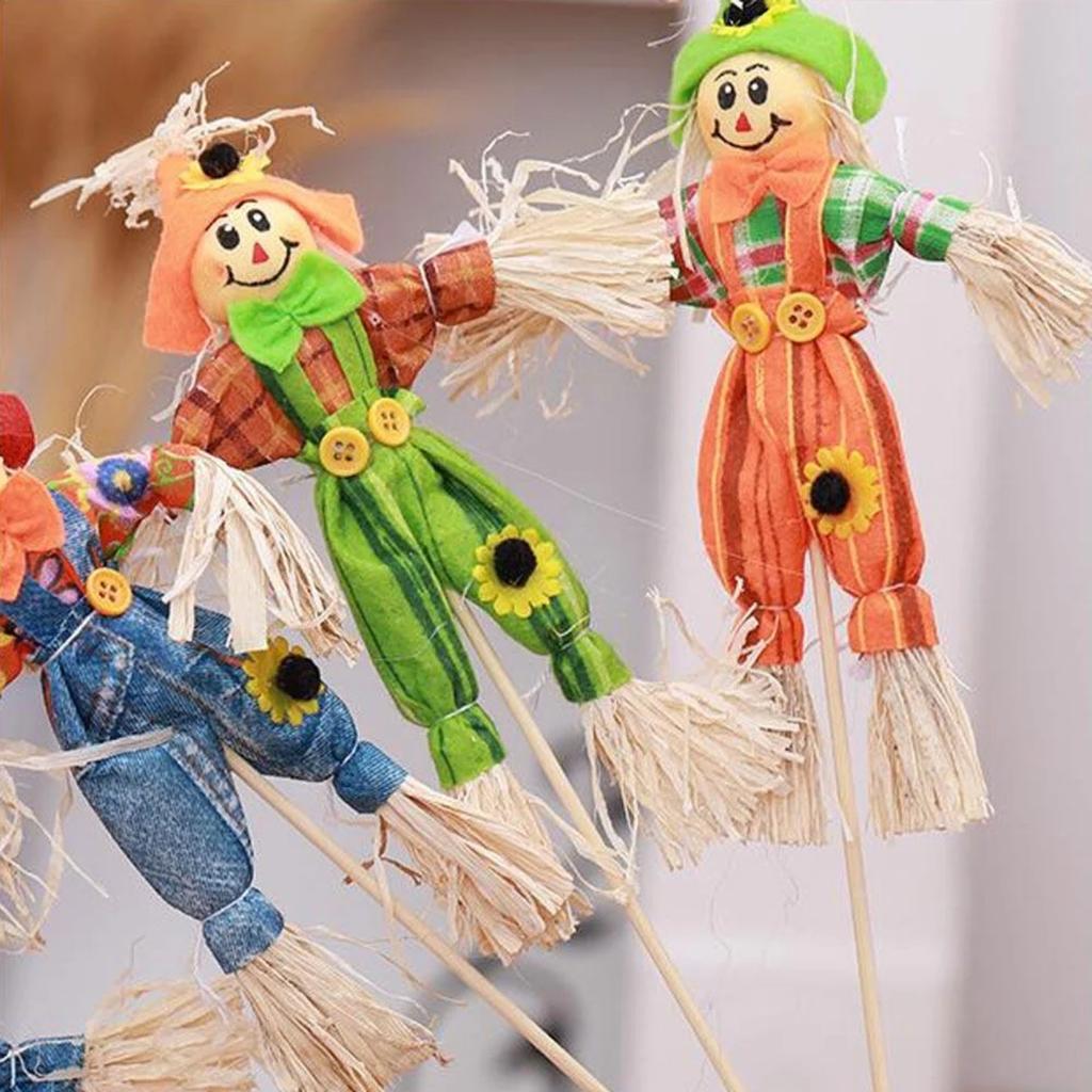 4pcs Halloween Decoration Scarecrow Cute Rural Small Scarecrow Party Ornaments Props