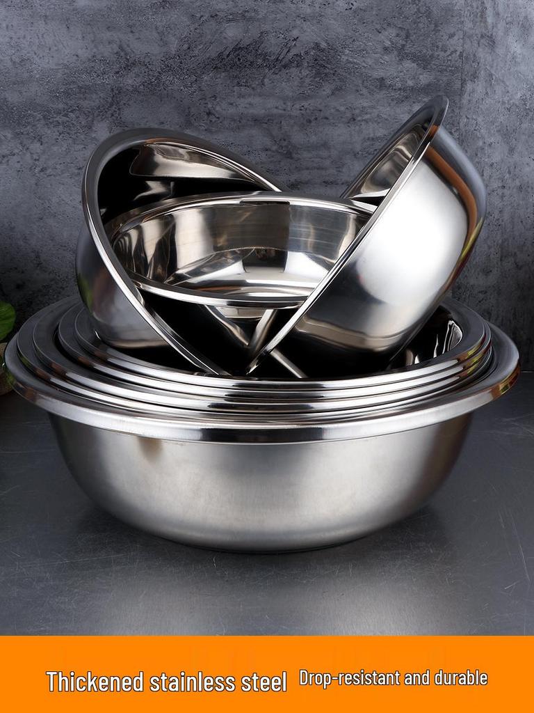 Extra Large Non-Slip Stainless Steel Bowl for Vegetables, Dough Kneading, and Laundry