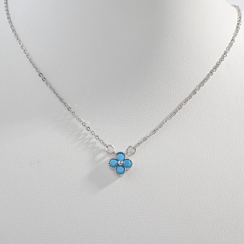 S925 Silver Zircon Four-Leaf Clover Petal Patter Pendant Necklaces For Women Delicate Wedding Jewelry SL31