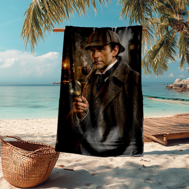 Ultra-Soft Beach Towel with Sherlock Holmes Theme,Ideal for Pool - Camping, Diving - Perfect Travel Essential, Vibrant Beach Towel.