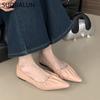 Fashion SUOJIALUN Spring New Brand Women Flat Shoes Fashion Pleated Ladies Elegant Boat Shoes Pointed Toe Shallow Slip On Single Shoes