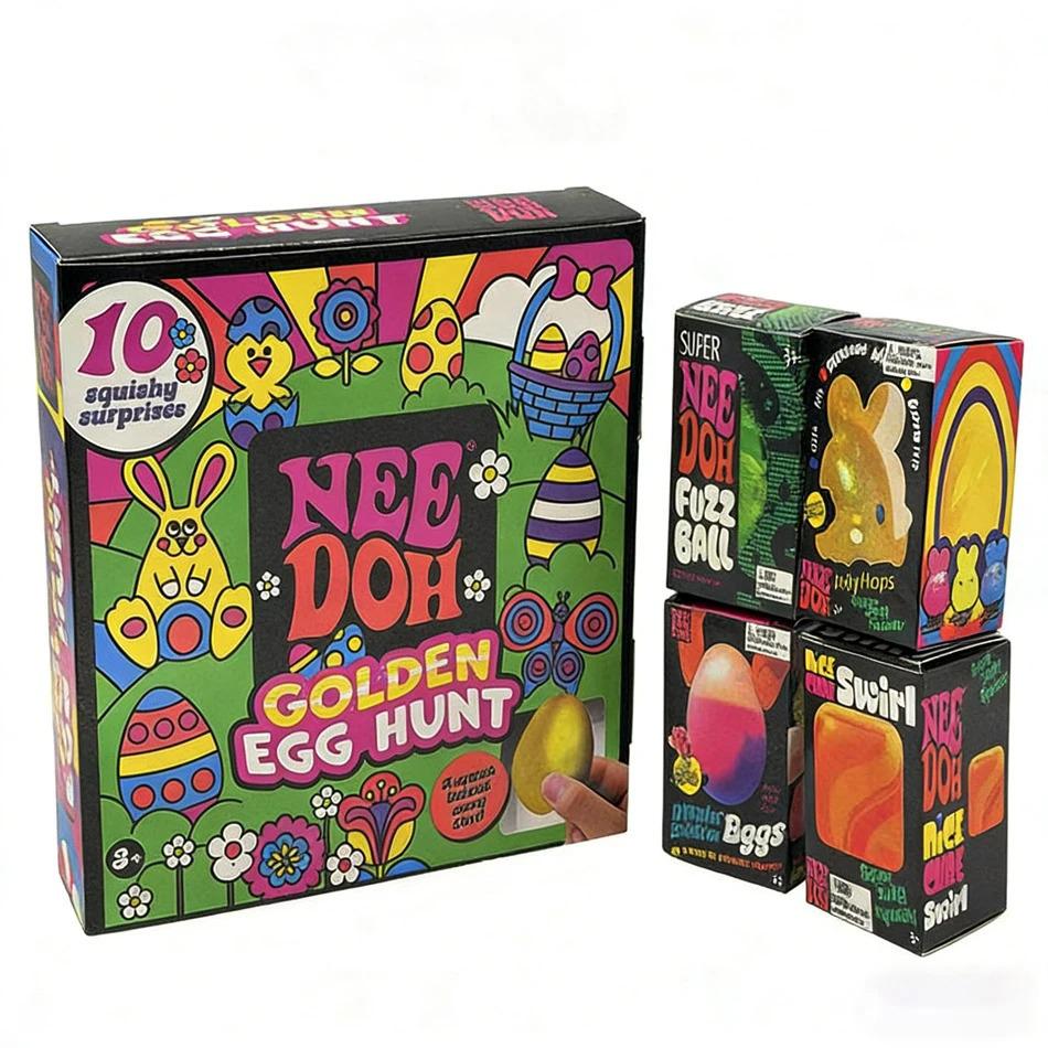 2026 Needoh Golden Egg Hunt Game Blind Box Easter Fidget With With Squishy Surprise Stress Relief Squeeze For Kids' Easter Party