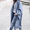 Womens Long Wool Blend Coat Winter Warm Loose Fit Overcoat Casual Office Style