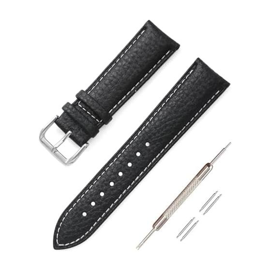 [Jumpsunfun] Watch Band 12mm~24mm Genuine Leather Watch Strap Calf Leather Watch Strap Watch Replacement Bell (Includes Instruction Manual and