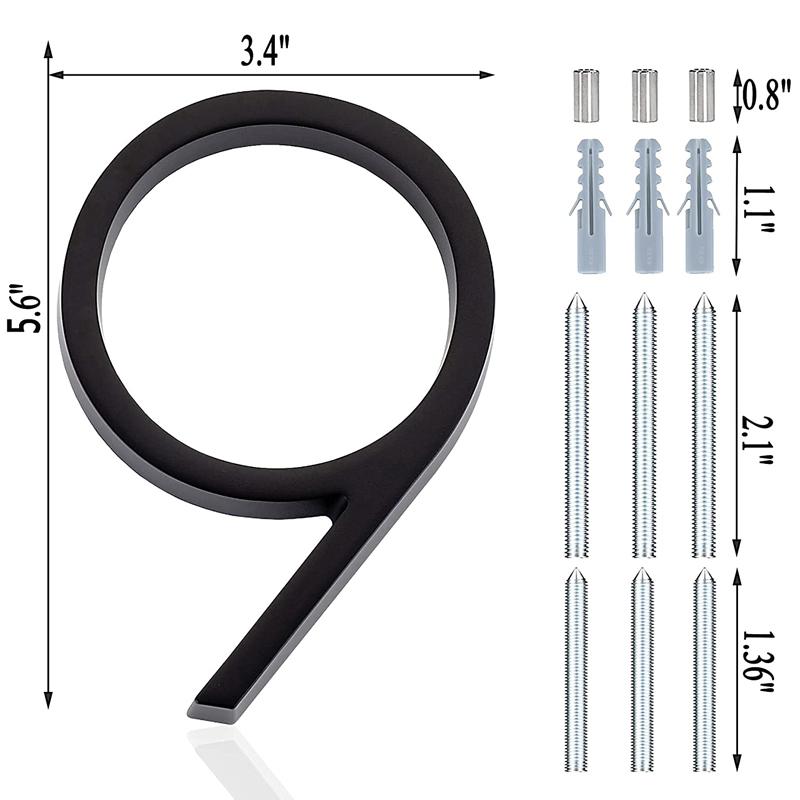 Xiaomi 142mm Floating Exterior House Numbers Modern Number Signs on the Door Extra Large Black Apartment Address and Mailbox Plate
