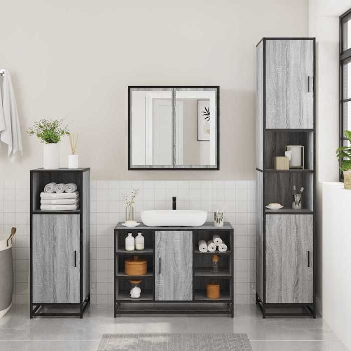 VidaXL Bathroom Vanity Cabinet Sonoma Grey Engineered Wood, Bathroom Sink Cabinet, Bathroom Furniture 849292