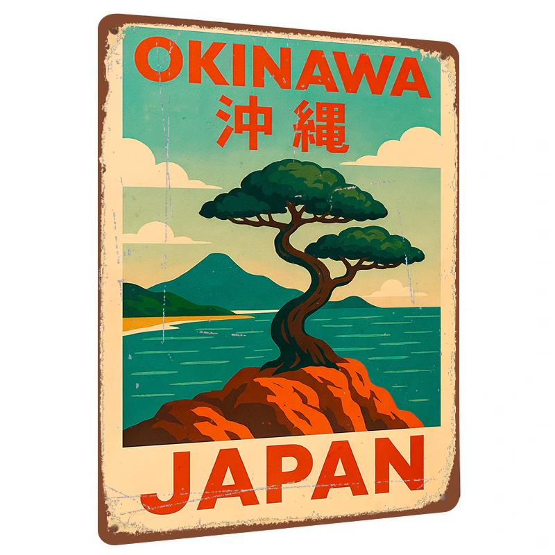 

Okinawa Japan Vintage Travel Poster Metal Wall Art Decorative Iron Painting for Home Office 20x30cm（7.8x11.8inch）