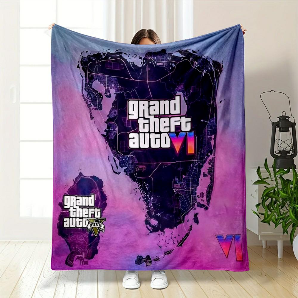 Grand Theft Auto VI Map Design Warm blanket Flannel blanket for bedroom, living room, sofa, and nap sofas
