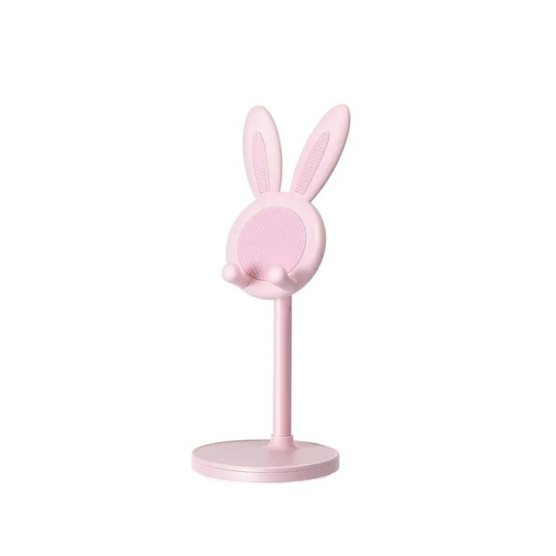 Coloque as mãos no Suporte Ajustável de Mesa e para Celular/Tablet Coelho Rosa Fofo - Robusto e Muito Ajustável com Cabeça