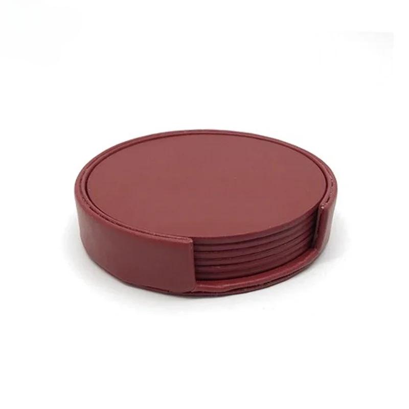 6-teiliges Marmor-Untersetzer-Set aus PU-Leder, leicht zu reinigende Getränkematten für Kaffeetassen, Tee und Tischschutz, mit Halter