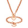 Simple and Trendy OT Snap-on Glossy Smooth Stainless Steel Heart Pendant Necklace and Bracelet for Both Men and Women