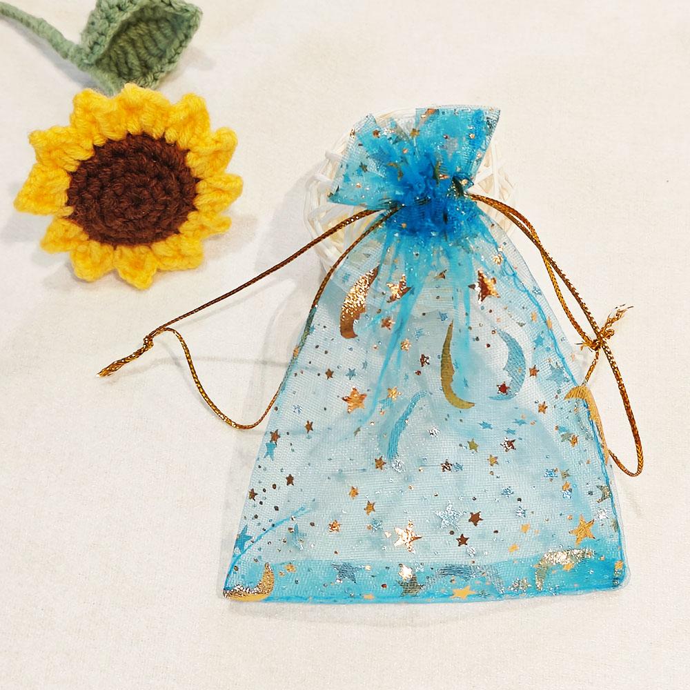 25/50/100pz Sacchetto Regalo Organza Luna Stella Multicolore Sacchetti per Gioielli Regali per Festa di Matrimonio Sacchetto per Caramelle Imballaggio Gioielli All'ingrosso