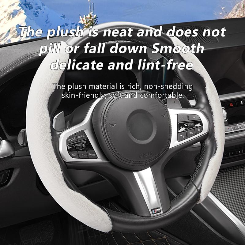 SEAMETAL 2pcs Car Steering Wheel Cover Anti Slip Plush Car Covers Suite O D Type Steering Car Accessories Keep Warm in Winter