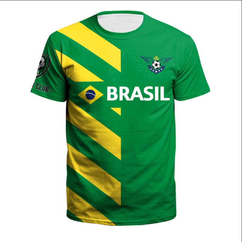 BRASIL Sommer Herren T-Shirt Brasilien National Emblem Flagge 3D Druck Lässig Rundhals T-Shirt Mode Pullover Kinderbekleidung