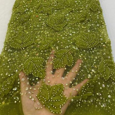 High Quality African Tube Beaded Sequin Lace Fabric Sequin Embroidery French Tulle Lace Nigerian Wedding Dress Cheongsam Fabric