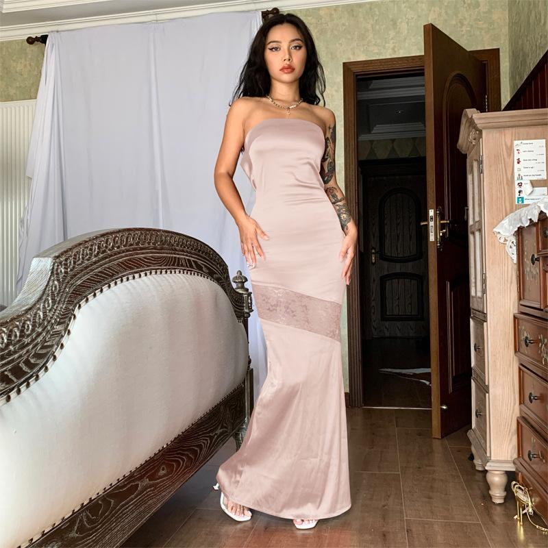 

Женские сексуальные бюстье без бретелек темпераментные сращивания тонкие пакетные платья бедра M розовый