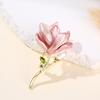 Magnolia Flower Brooch Zinc Alloy Faux Pearl Flower Lapel Pin Sweater Cardigan Coat Business Suit Decoration Men Women Clothing Accessories