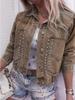 HME European Fashion Rivet Denim Jacket for Women - Street Style Outerwear