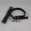 Knochenprint Leder Choker Halsband mit Leine für Männer Frauen Punk Halskette Cosplay