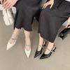 Temperament Sandals Women's Skirt Heels Women's New Summer French Rhinestone Pointed Head Thin Heel Bag Head Back Empty