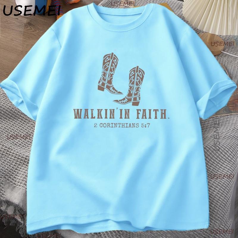 

Christian Western Minimalist T Shirt Christian Tee Faith Based Printed Tshirt Casual Unisex Women Cotton Short Sleeve Clothes Tops 4XL