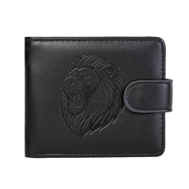 New Men's Wallet, Retro Business Card Bag, Multi-card Position, Large-capacity Change Bag, Embossed Lion Head Horizontal Model