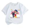 Cartoon Cute Blue Hair Girl Dark Cat Print Kids T Shirt, 100% Cotton Casual Short Sleeve Round Neck Tees for Boys Girls, Lightweight Soft Summer Tops