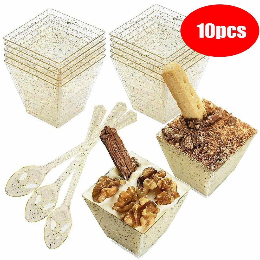 DIY Spoons Trapezoidal Container Party Supplies Mousses Disposable Cups Pastry Tools Dessert Cup