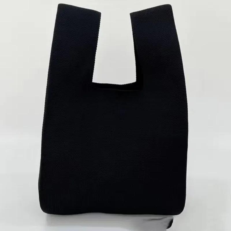 Women's Knot Wrist Bag Handmade Knitted Bag Portable Mini Striped Tote Bucket Phone Bags Large Capacity Autumn Winter Handbags