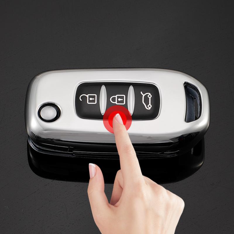 TPU Car Flip Key Case Cover Keychain Protector for Renault Kadjar Captur Megane Sandero Stepway Logan Clio 5 Arkana 2020 2021
