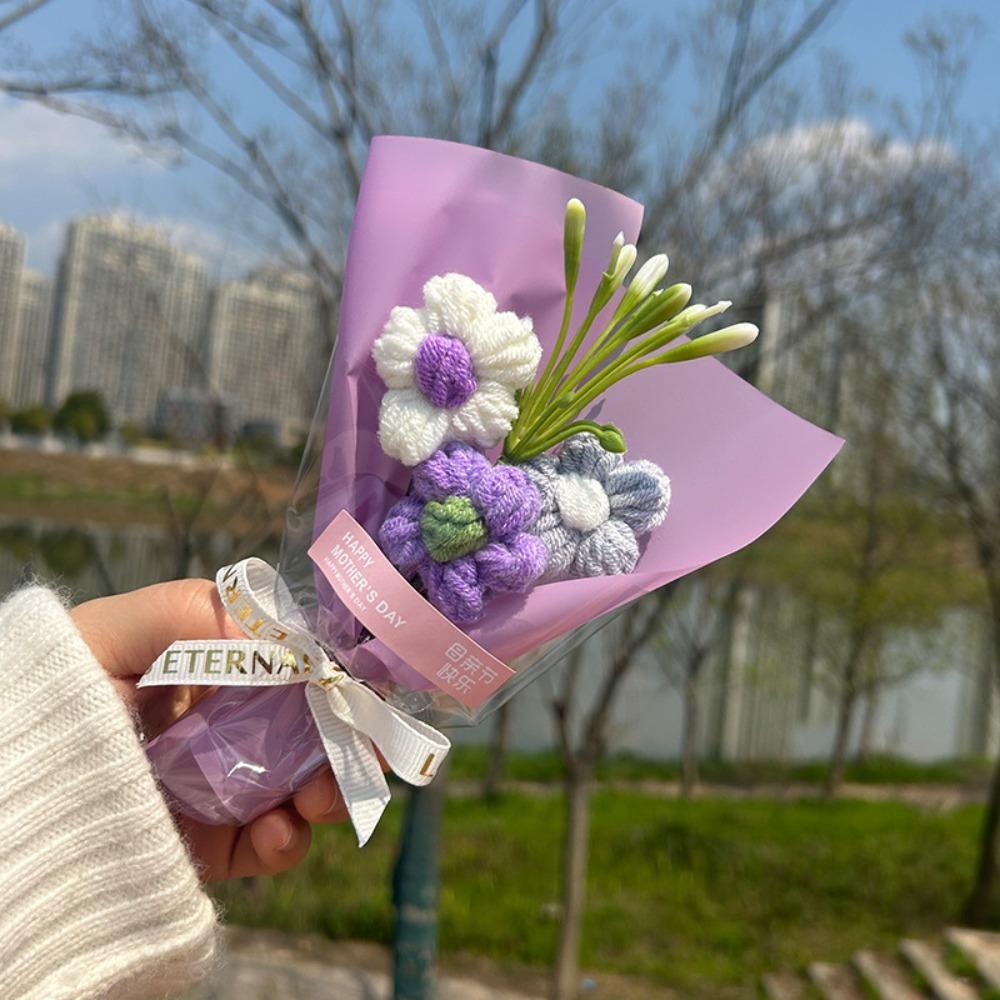 

Штучна квітка Міні-букети квітів Домашній декор В язана гачком штучна квітка Весільна вечірка фіолетовий