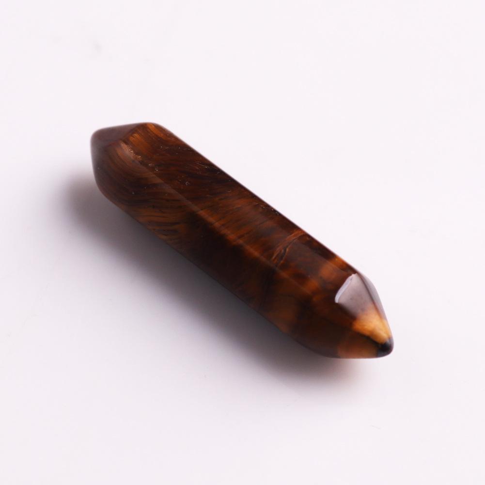 32x8mm Natural Stone Crystal Double Pointed Hexagonal Column Pendant Necklace