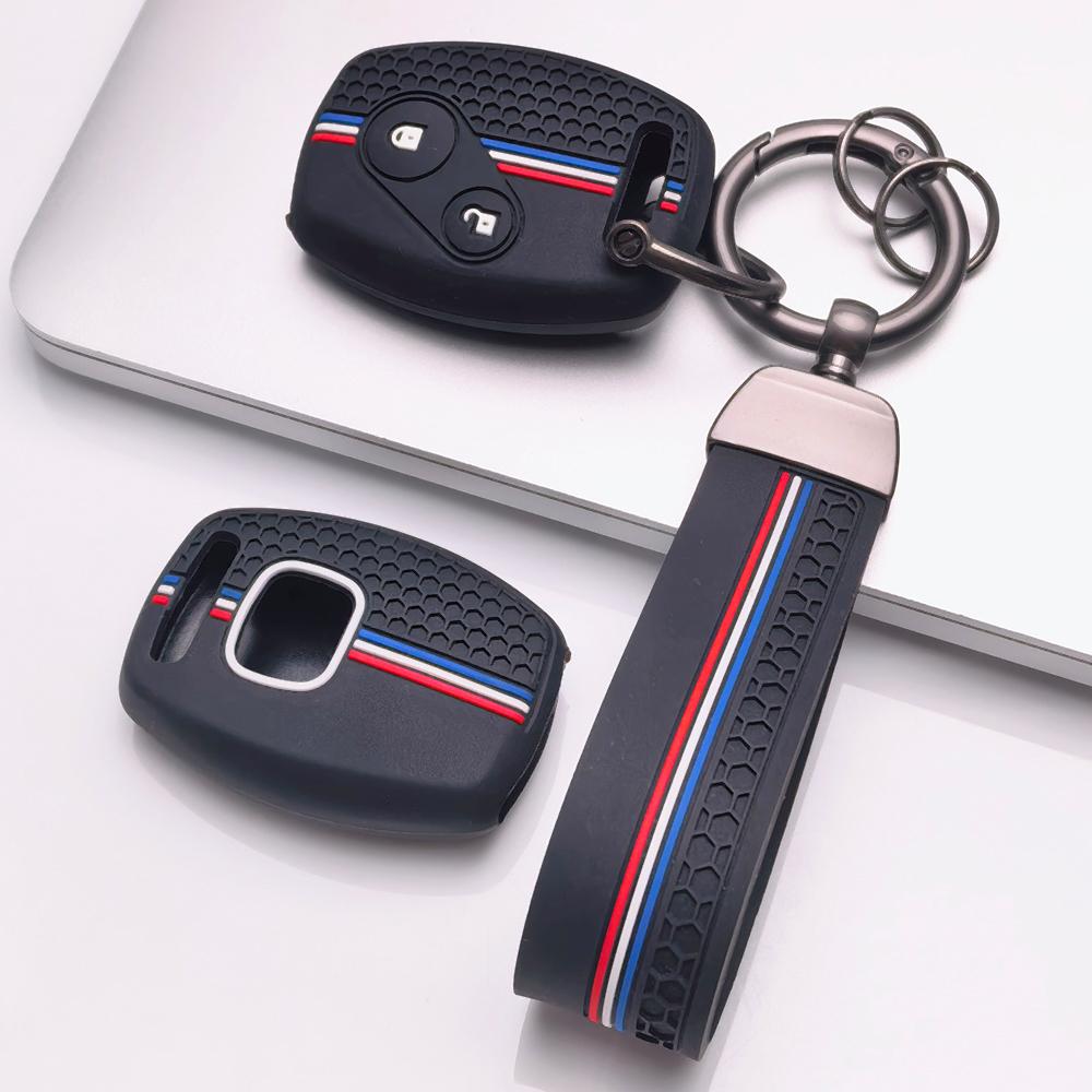 Key Fob Cover for Honda Accord Civic CR V City Jazz Fit Pilot with Keychain Anti-Scratch Surface Shockproof Structure Soft Grip Texture