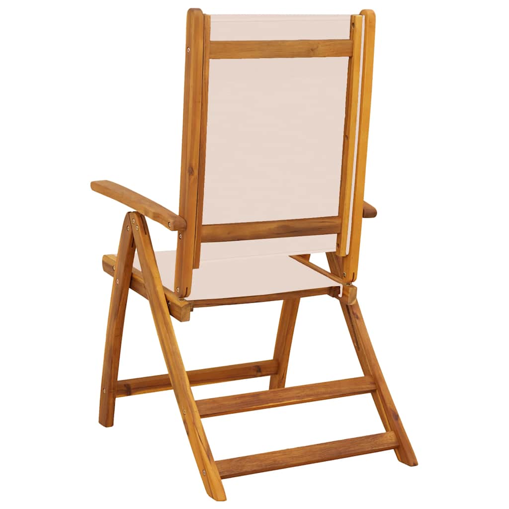 Vidaxl Folding Garden Chairs, 6 Pcs., Acacia Wood and Textilene