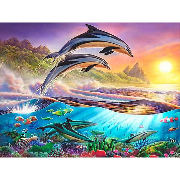 

5d алмазная живопись Новое поступление животное Алмазная вышивка Дельфин фотографии стразами мозаичный декор для дома Full Round 20x25CM
