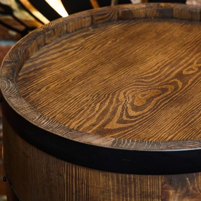 Casier À Vin - Creative Cooper - Tonneau En Bois Avec LED Et Télécommande - Pin, Casier À Alcool, 80x50 Cm, Wengé