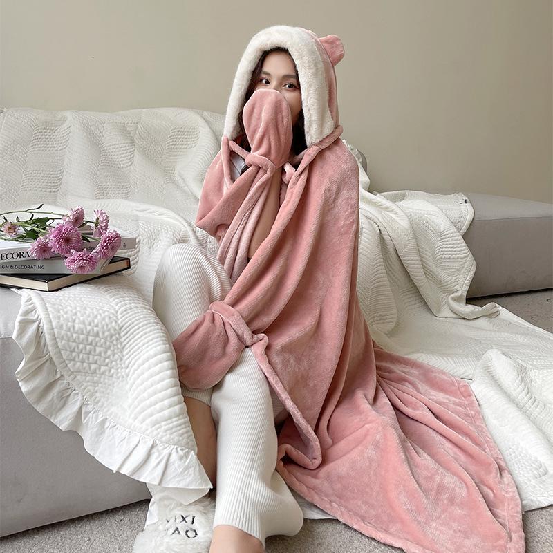 Cozy Rabbit Ear Shawl Cloak: Cute, Warm, and Thick for Autumn & Winter