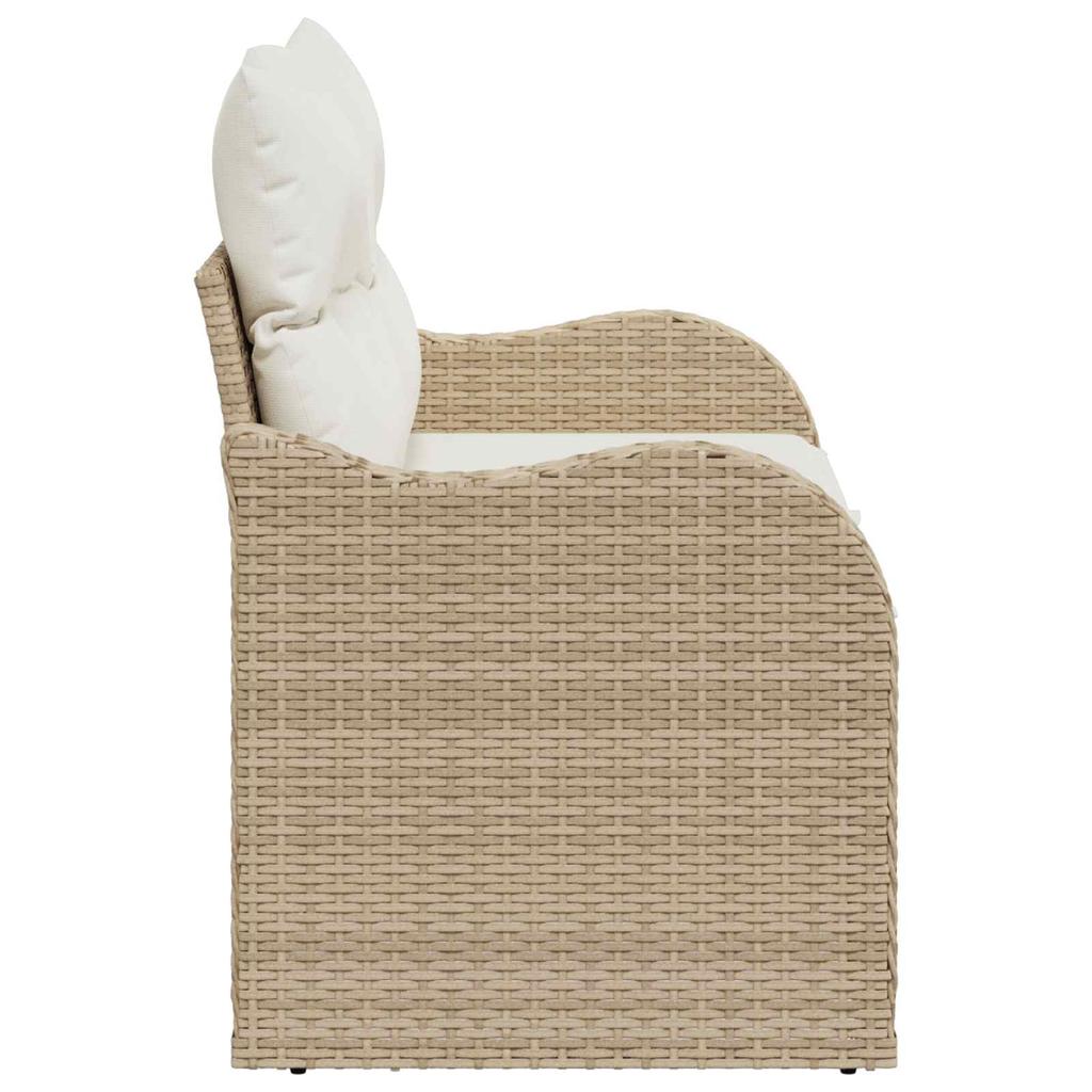 Garden Sofa with Cushions Beige 121 x 62 x 69cm Poly Rattan