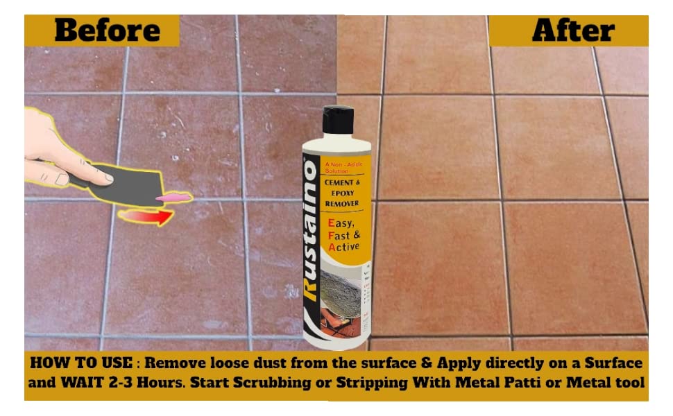 RUSTAINO Non Acidic Cement Remover – Heavy Duty Liquid Cleaner for Removing Cement Residue & Deposits – Safe for Tiles, Granite, Marble, Stone &