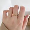 Korean-Style 18K Gold-Plated Titanium Steel Square Ring for Women - Plain Band Index Finger Ring