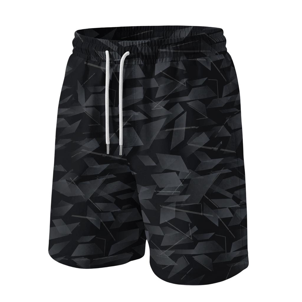 Men Casual Drawstring Waist Athletic Shorts Relaxed Fit Lightweight Breathable Fabric Gradient Print Elastic Waistband