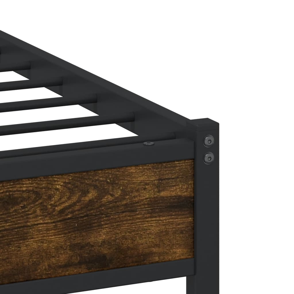Vidaxl Metal Bed Frame, Without Mattress, Smoked Oak, 75X190 Cm