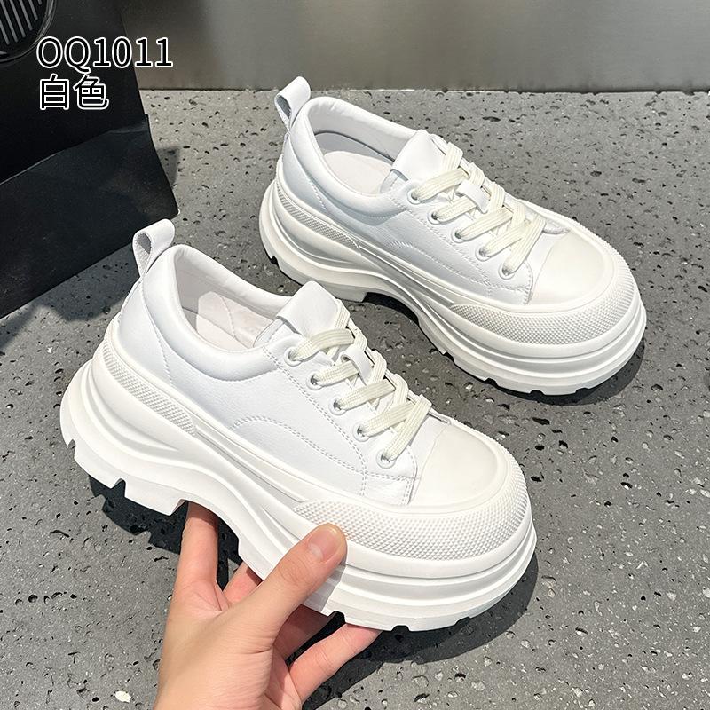 Thick-soled heightening autumn and winter new high-value small board shoes 34 белый